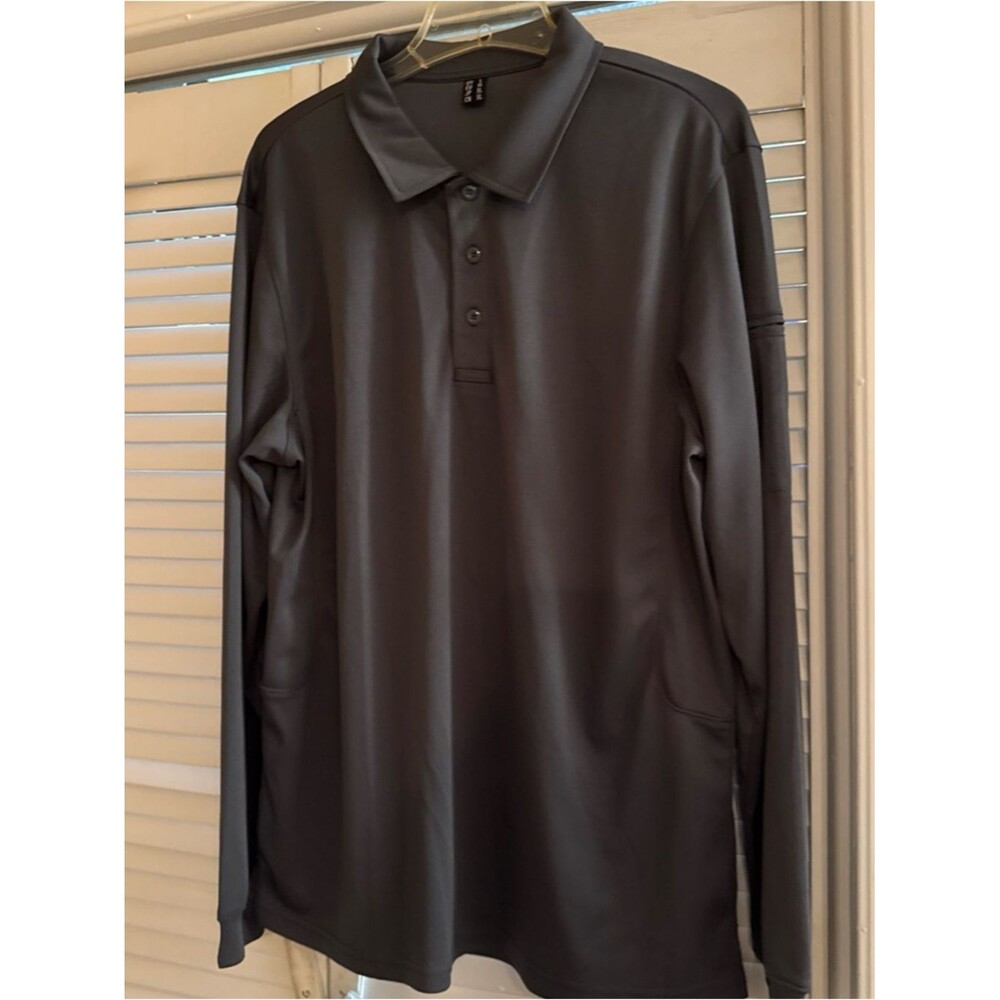 Dark Gray/Black Long-Sleeve Polo